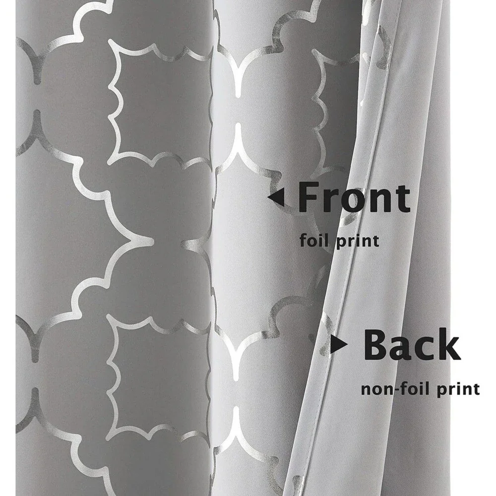 Foil Silver Blackout Window Curtains for Bedroom Living Room 95inch Long